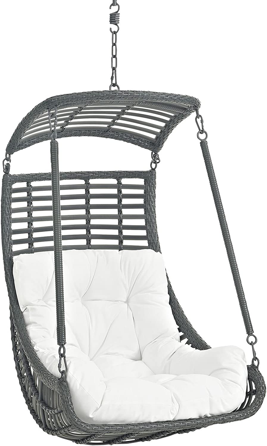 Modway EEI-2274-WHI-SET Jungle Outdoor Patio Balcony Porch Lounge Swing Chair Set with Stand White