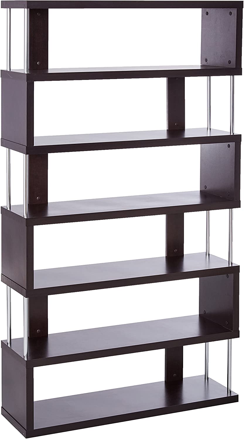 Baxton Studio Barnes 6-Shelf Modern Bookcase, Dark Brown