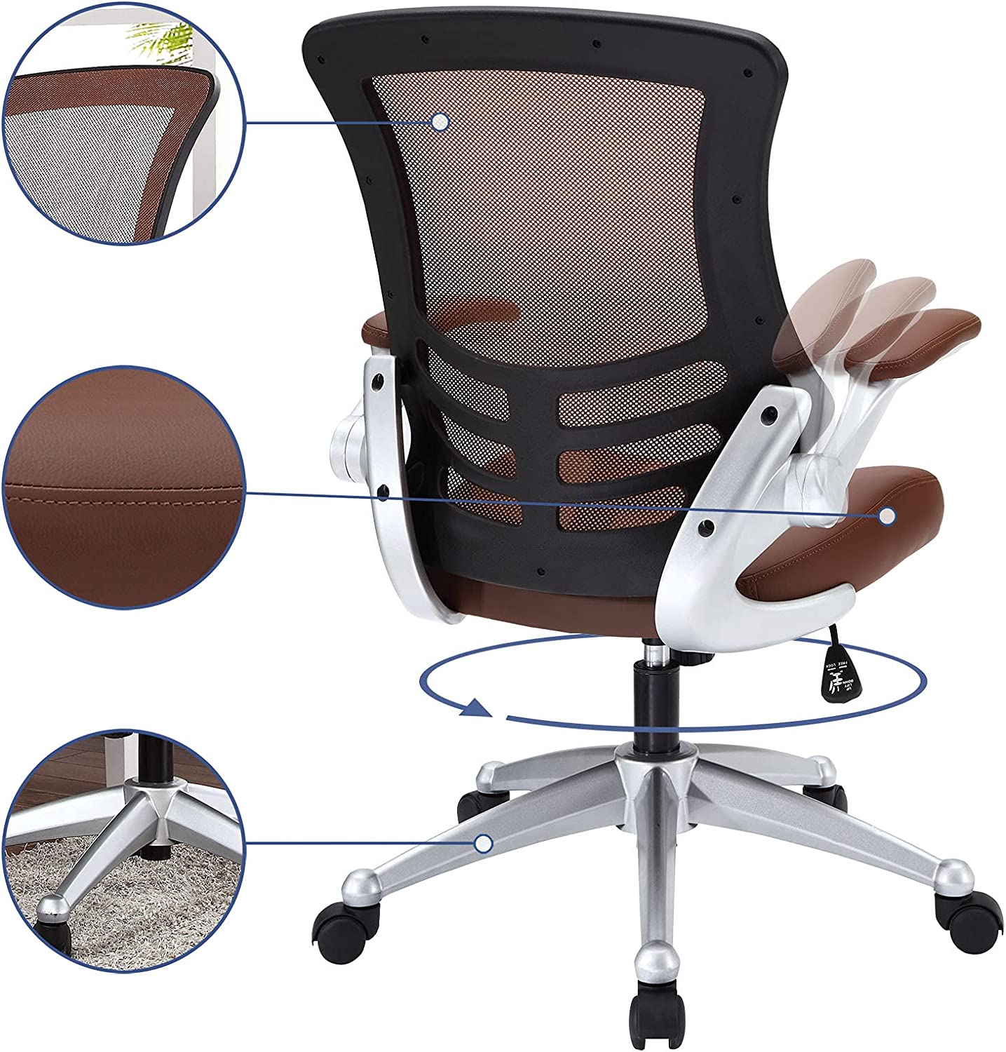 Modway Attainment Mesh Vinyl Modern Office Chair in Tan