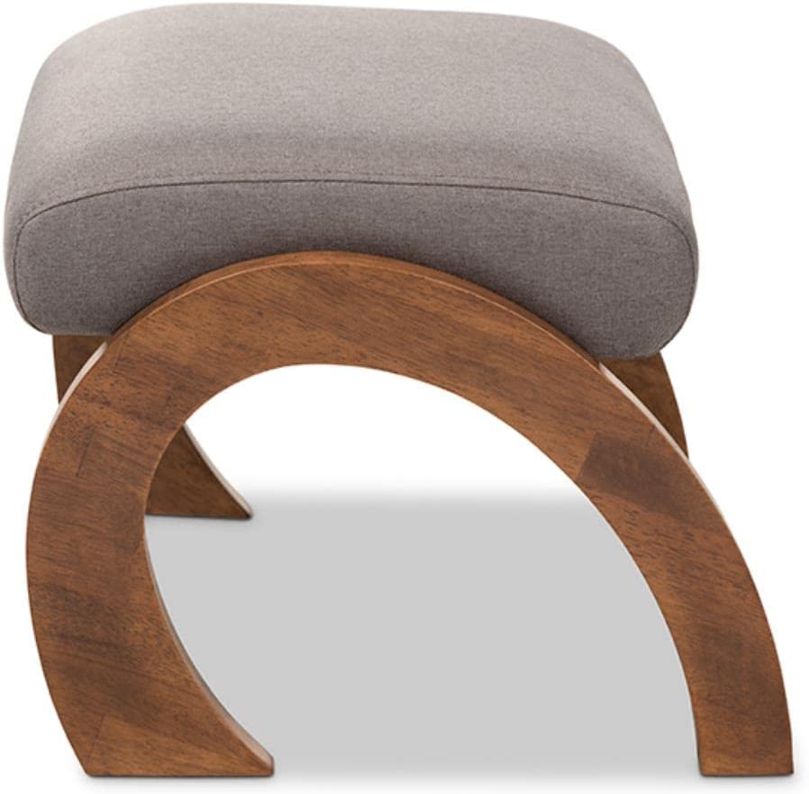 Baxton Studio Sandrine Modern and Contemporary Grey Fabric Upholstered Walnut Brown Finished Wood Ottoman