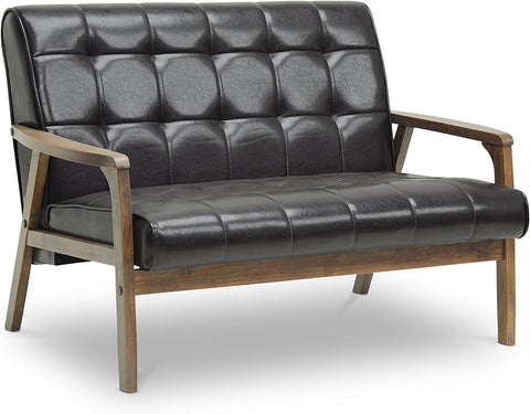 Baxton Studio Mid-Century Masterpieces Love Seat, Brown