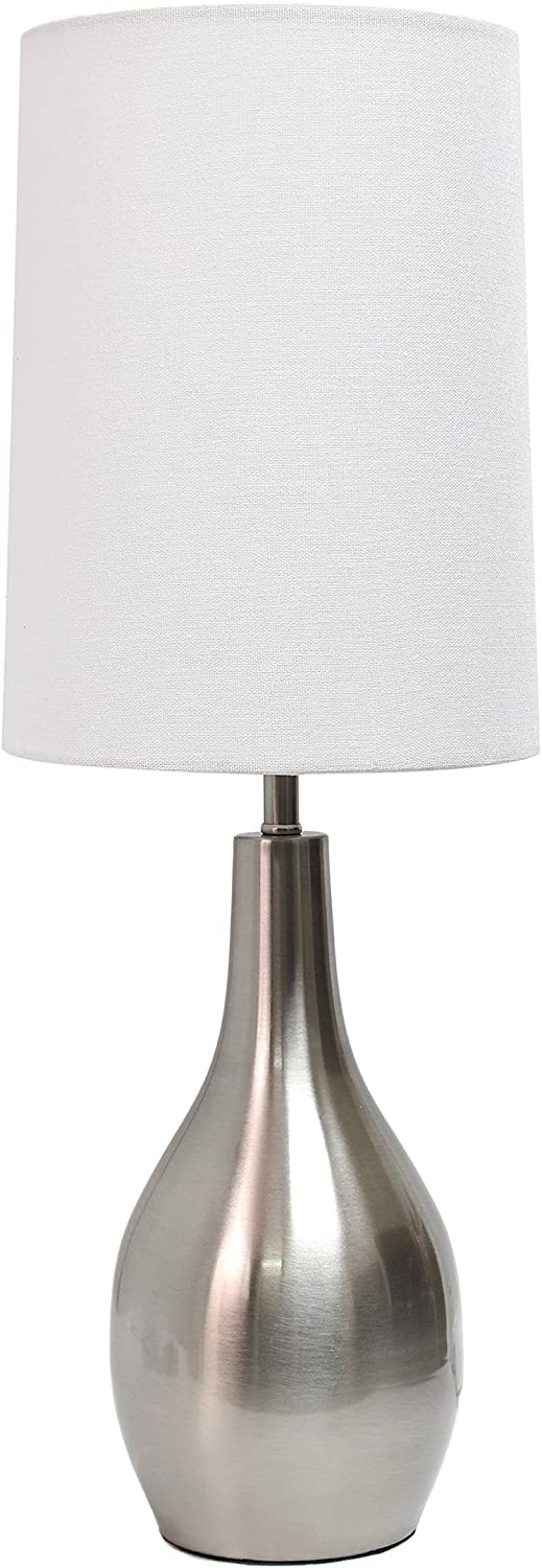 Simple Designs Home LT3303-BSN 1 Light Tear Drop Table Lamp, Brushed Nickel