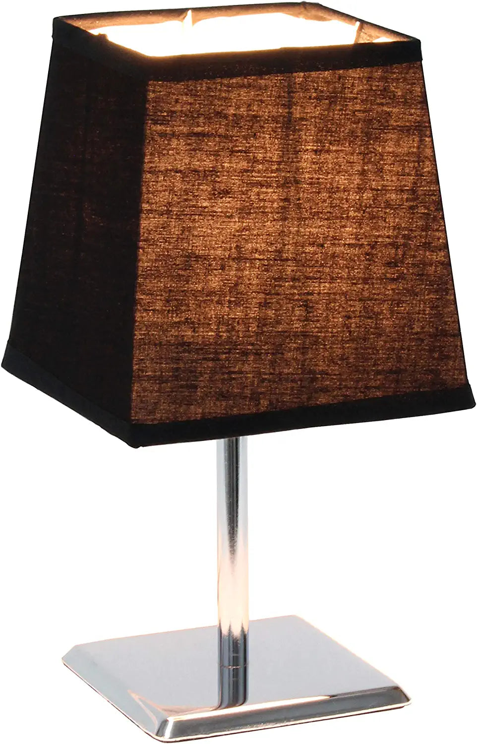 Simple Designs LT2062-BLK Mini Chrome Squared Empire Fabric Shade Table Lamp, Black