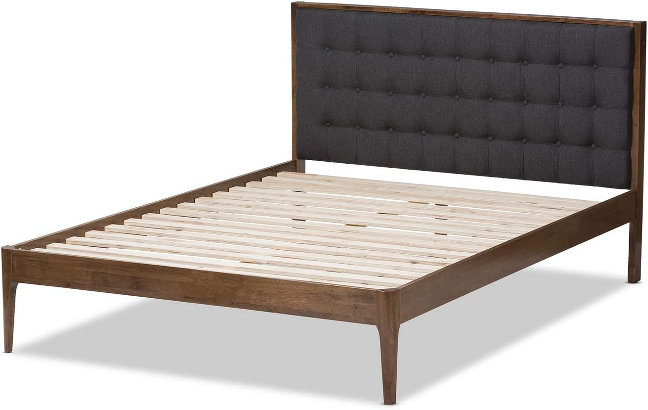 Jupiter Gray Fabric Button-Tufted King Platform Bed