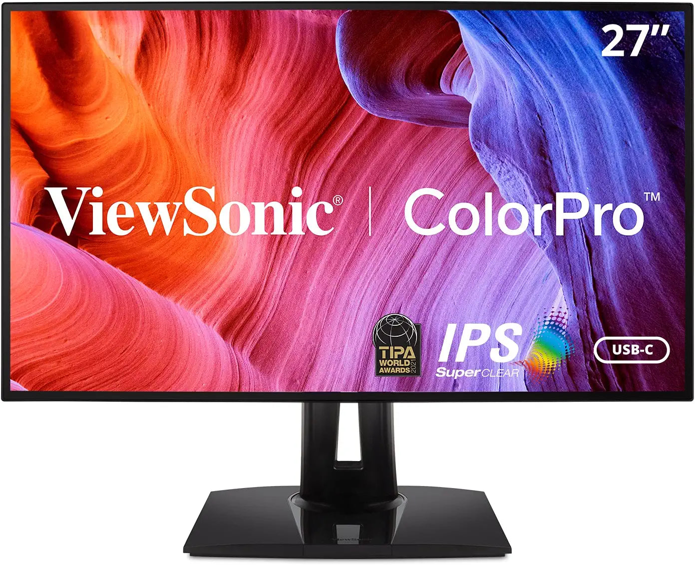 ViewSonic VP2768a ColorPro 27 Inch 1440p IPS Monitor with 100% sRGB, Rec 709, USB C (90W), RJ45, Color Blindness Mode, Hardware Calibration for Photo and Graphic Design Black