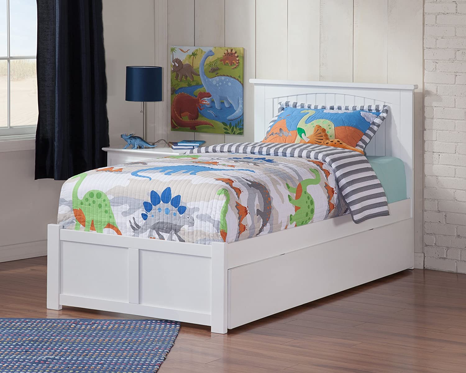 AFI Nantucket Bed with Footboard and Twin Extra Long Trundle, XL, White