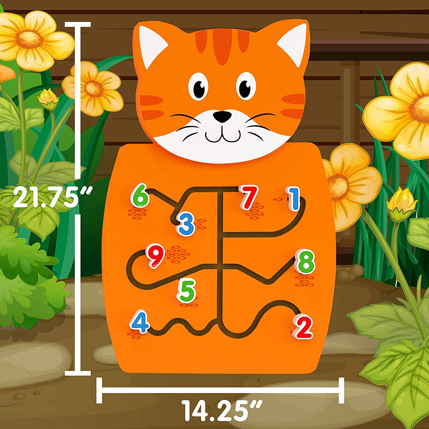 LEARNING ADVANTAGE Cat Activity Wall Panel - 18m+ - Toddler Activity Center - Wall-Mounted Toy - Busy Board Decor for Bedrooms, Daycares and Play Areas