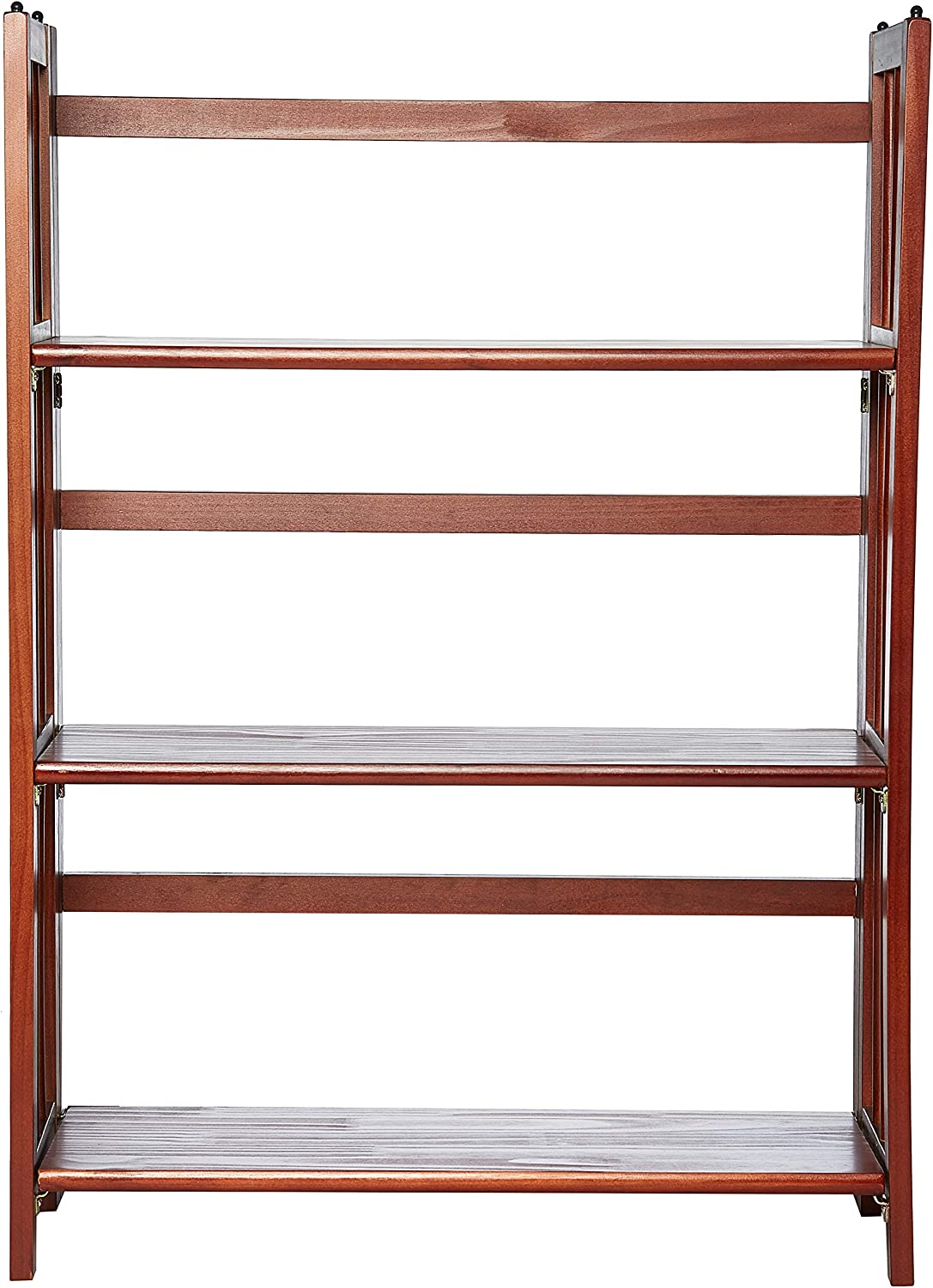 Casual Home 3-Shelf Folding Stackable Bookcase (27.5&#34; Wide)-Mahagony