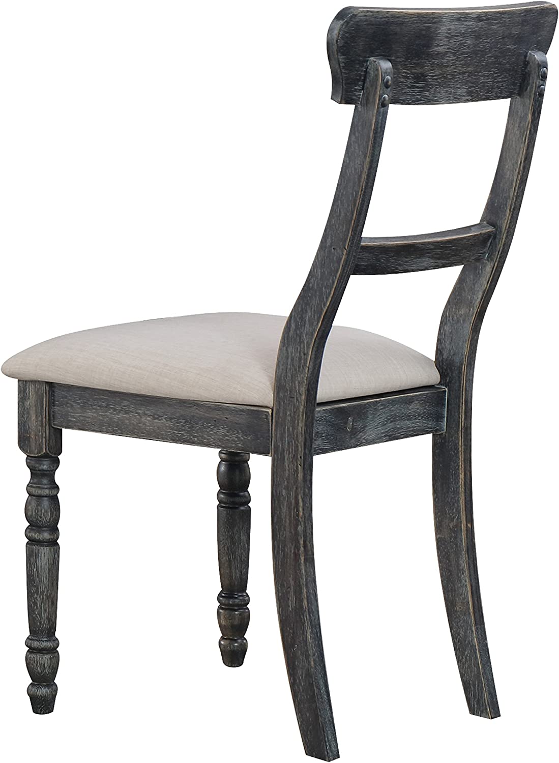 ACME Leventis Side Chair (Set-2) - 74642 - Light Brown Linen &amp; Weathered Gray