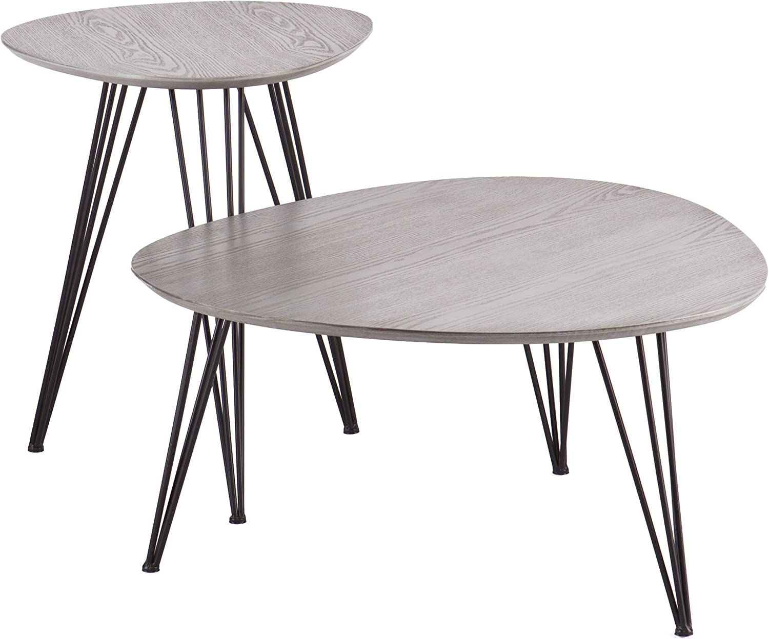 Bannock Coordinating Accent Tables - Set of 2 - Matte Gray Top w/ Black Metal Frame