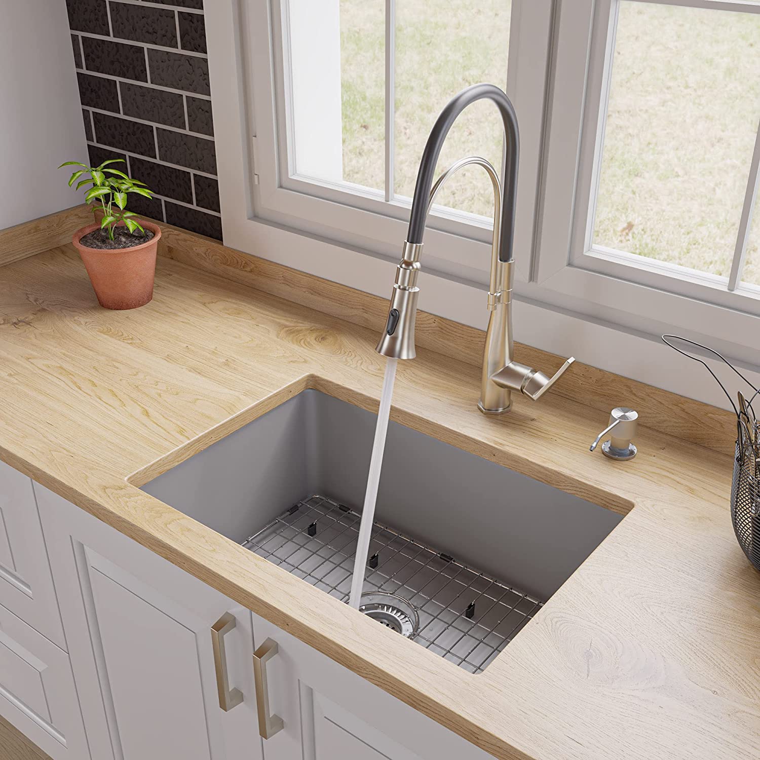 ALFI brand ABF2718UD-GM Kitchen Sink, Grey Matte