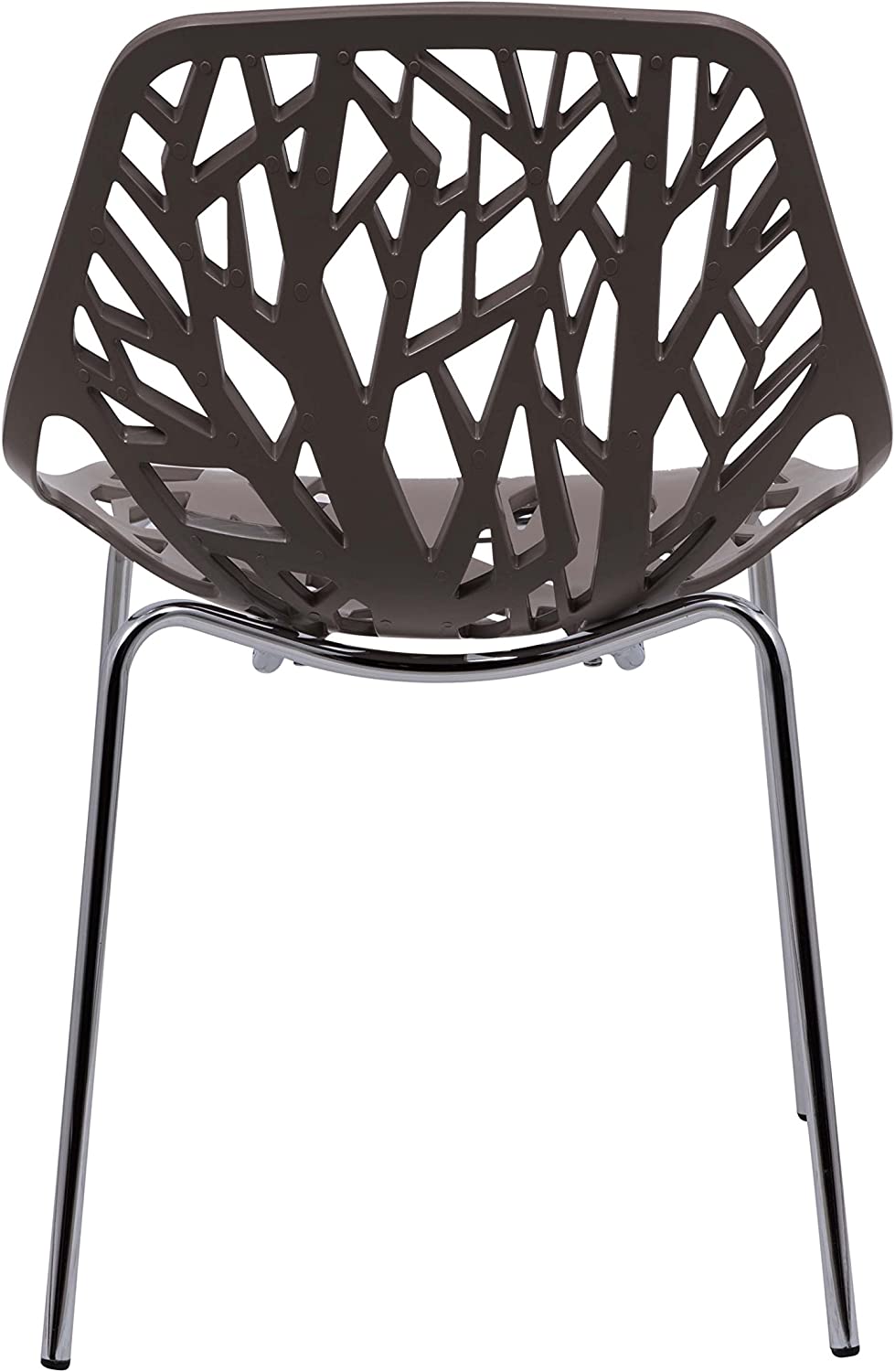 LeisureMod Forest Modern Dining Chair with Chromed Legs in White