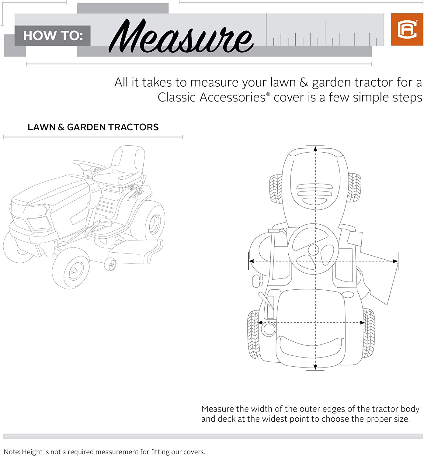 Classic Accessories Lawn Tractor Cover, Up to 62&#34; Decks Black