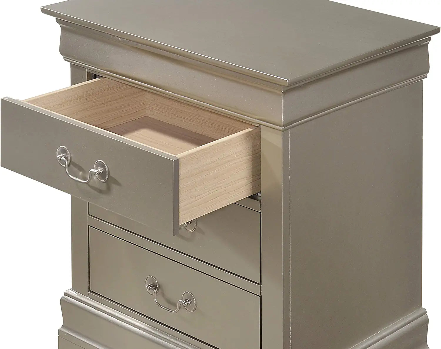 Glory Furniture 3 Drawer Nightstand, 29&#34;H X 21&#34;W X 16&#34;D, Silver Champagne