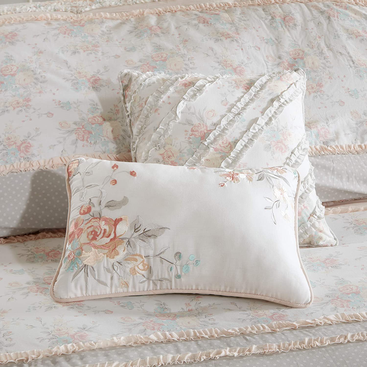 Madison Park Serendipity Duvet Cover Cal King Size - Coral, Floral Duvet Cover Set ‚Äì 9 Piece ‚Äì 100% Cotton Light Weight Bed Comforter Covers