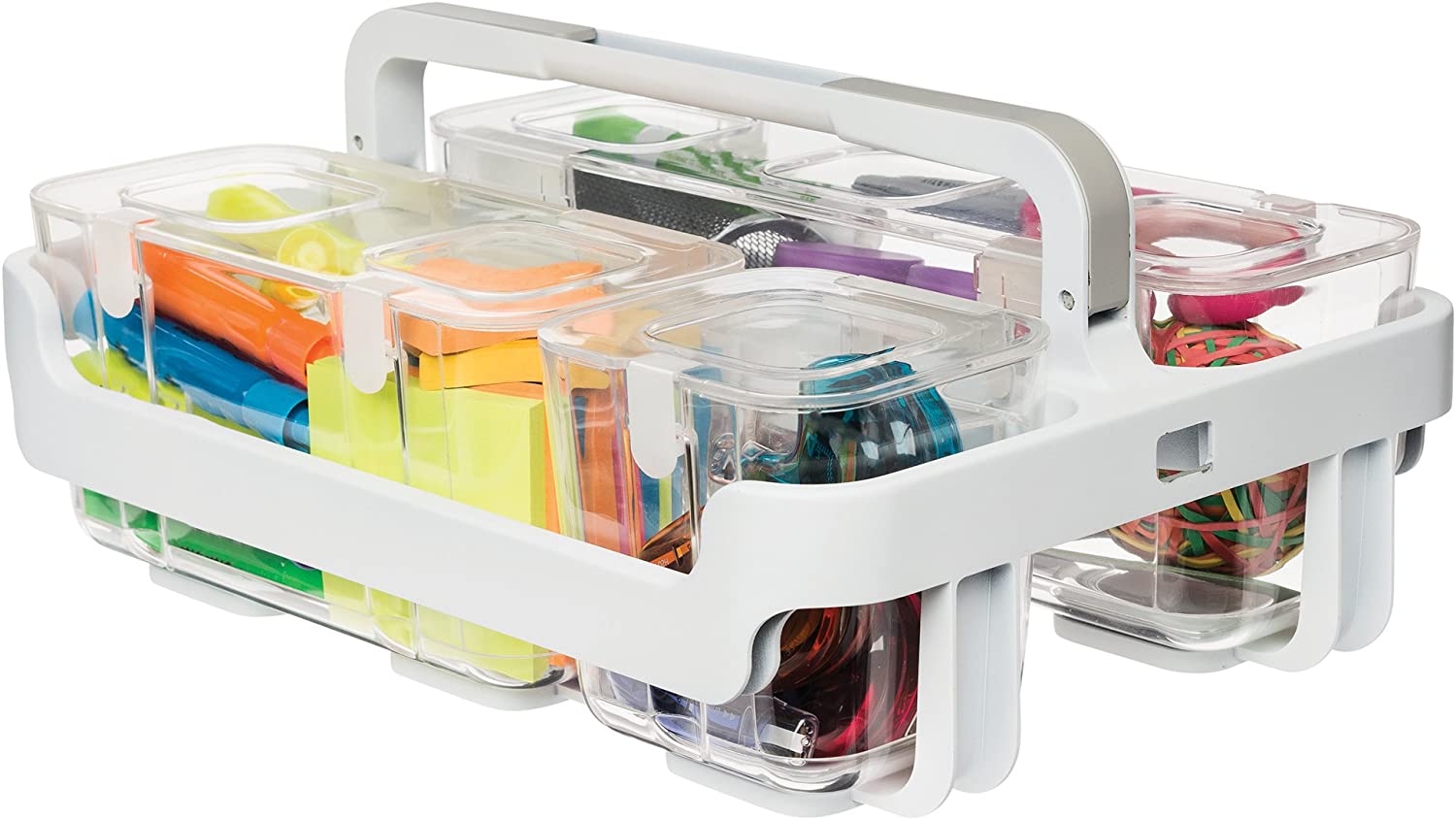 Deflecto Desk Supplies Organizer Caddy, Three Clear Compartments