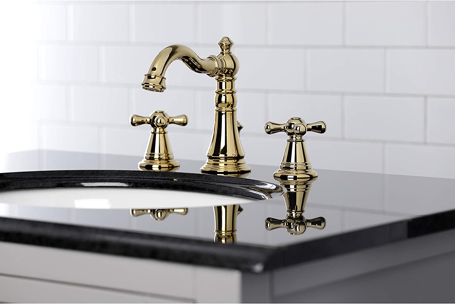 Kingston Brass FSC1972AAX American Classic Widespread Bathroom Faucet, Polished Brass