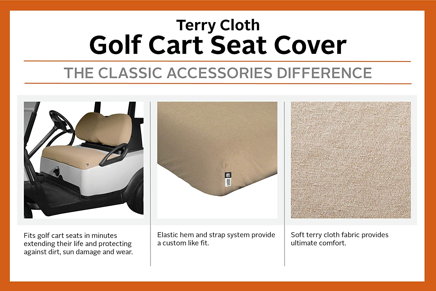 Classic Accessories Fairway Golf Cart Terry Cloth Bench Seat Cover