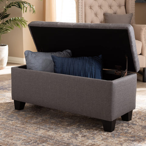 Baxton Studio Fera Modern and Contemporary Gray Fabric Upholstered Storage Ottoman