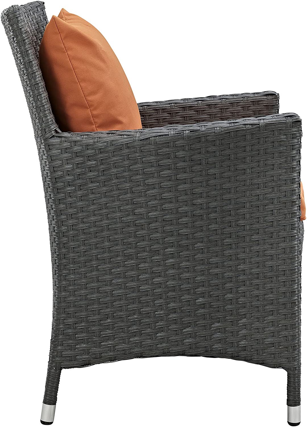 Modway Sojourn Wicker Rattan Outdoor Patio Sunbrella Fabric Dining Chair in Canvas Tuscan