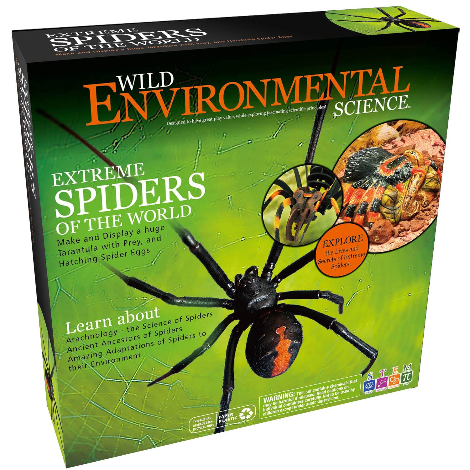 WILD ENVIRONMENTAL SCIENCE Extreme Spiders of the World - For Ages 6+ - Create and Customize Models and Dioramas - Study the Most Extreme Animals