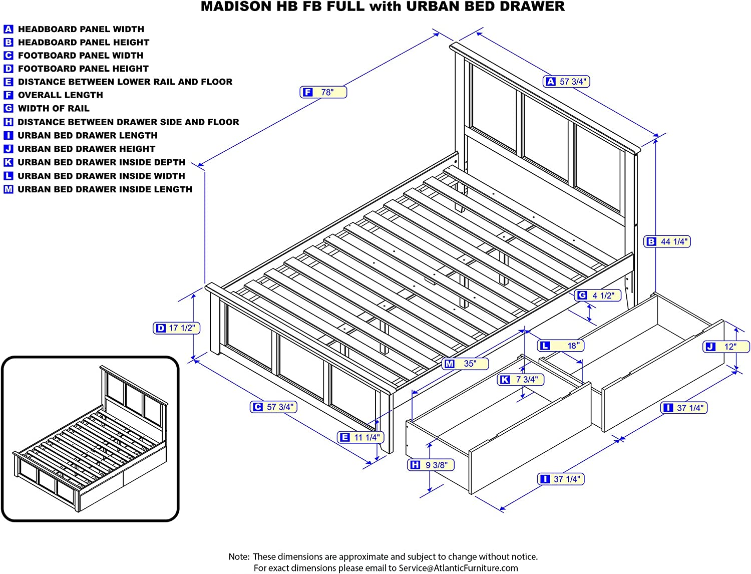 AFI Madison Solid Hardwood, Full, Walnut