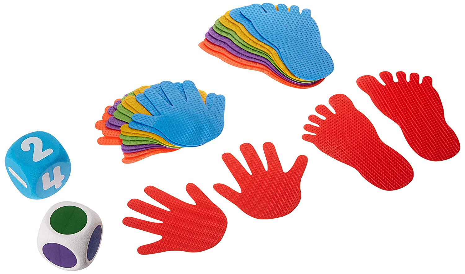 edxeducation-63525 Hand and Foot Mark Set - Includes 2 Large Die for Gameplay - Create Obstacle Courses - Tool for Gross Motor Skills, Occupational Therapy