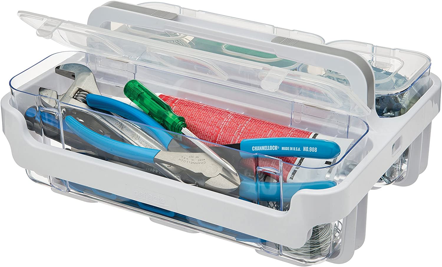 Deflecto Desk Supplies Organizer Caddy, Three Clear Compartments