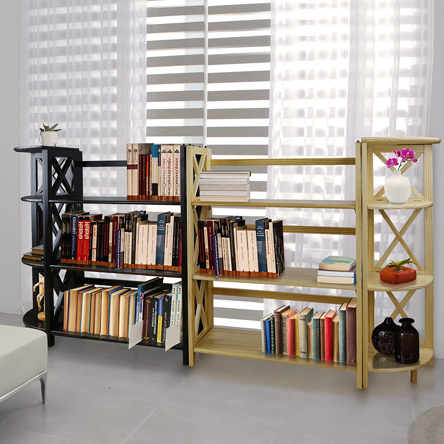 Casual Home Montego 3-Shelf Folding Bookcase, Black