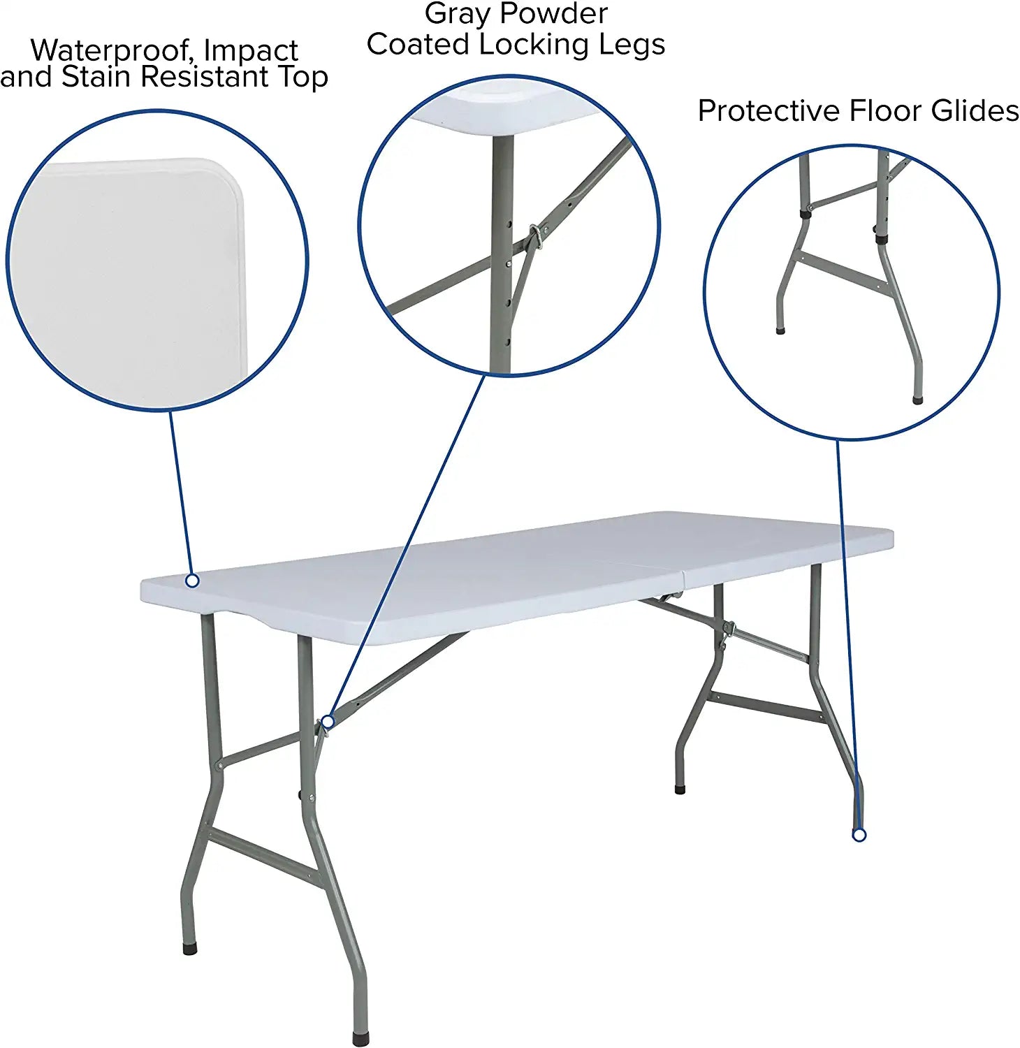 Flash Furniture 4.97-Foot Bi-Fold Granite White Plastic Folding Table