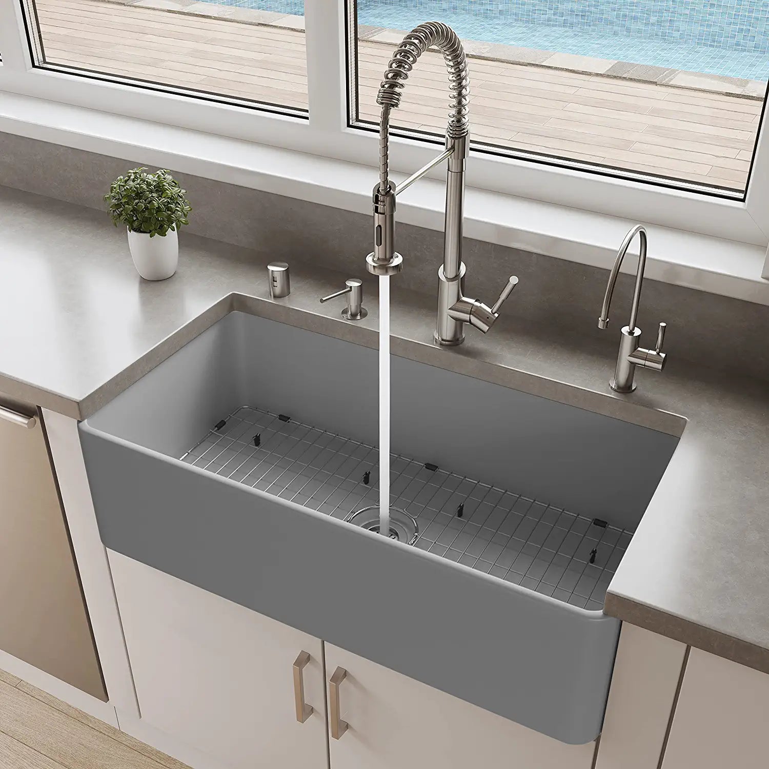 ALFI brand ABF3618-GM Kitchen Sink, Grey Matte