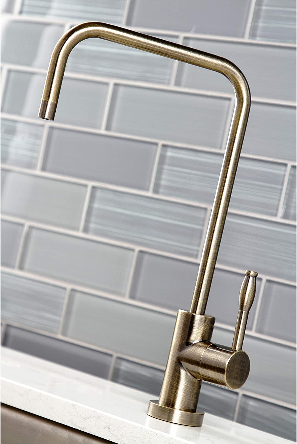 Kingston Brass KS6193NKL Nustudio Single-Handle Cold Water Filtration Faucet, Antique Brass