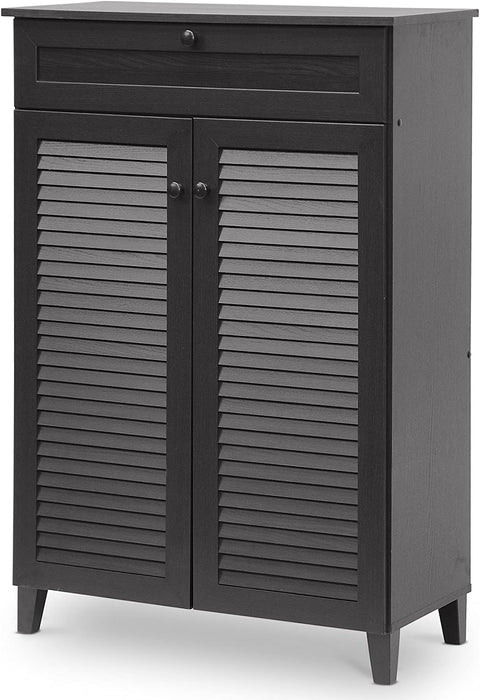 Baxton Studio Harding Shoe-Storage Cabinet, Espresso