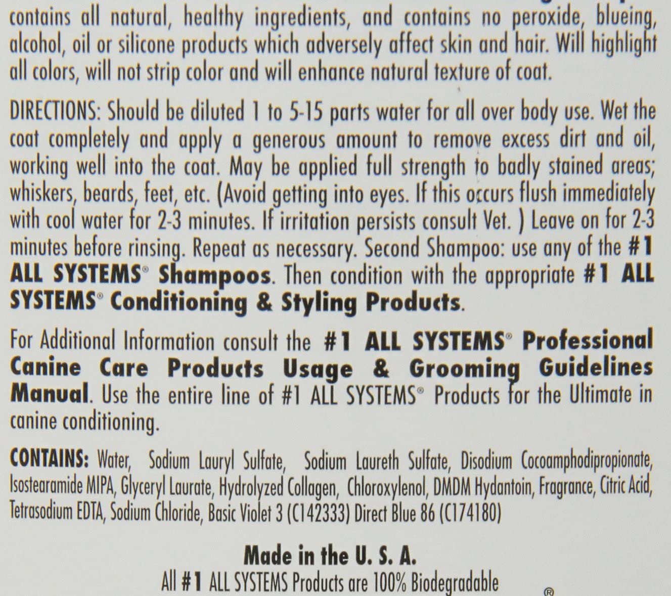 All Systems Professional Formula Whitening Dog and Cat Shampoo, 1-Gallon