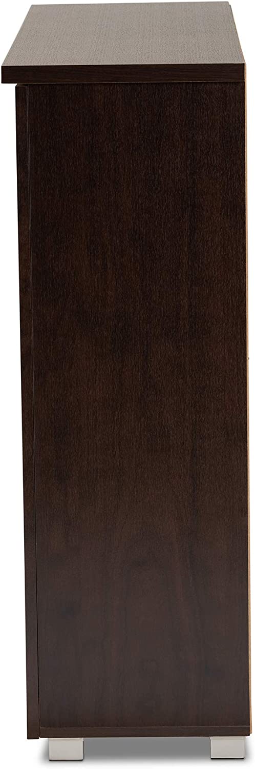 Wholesale Interiors Baxton Studio Adalwin Modern and Contemporary 3-Door Dark Brown Wooden Entryway Shoes Storage Cabinet