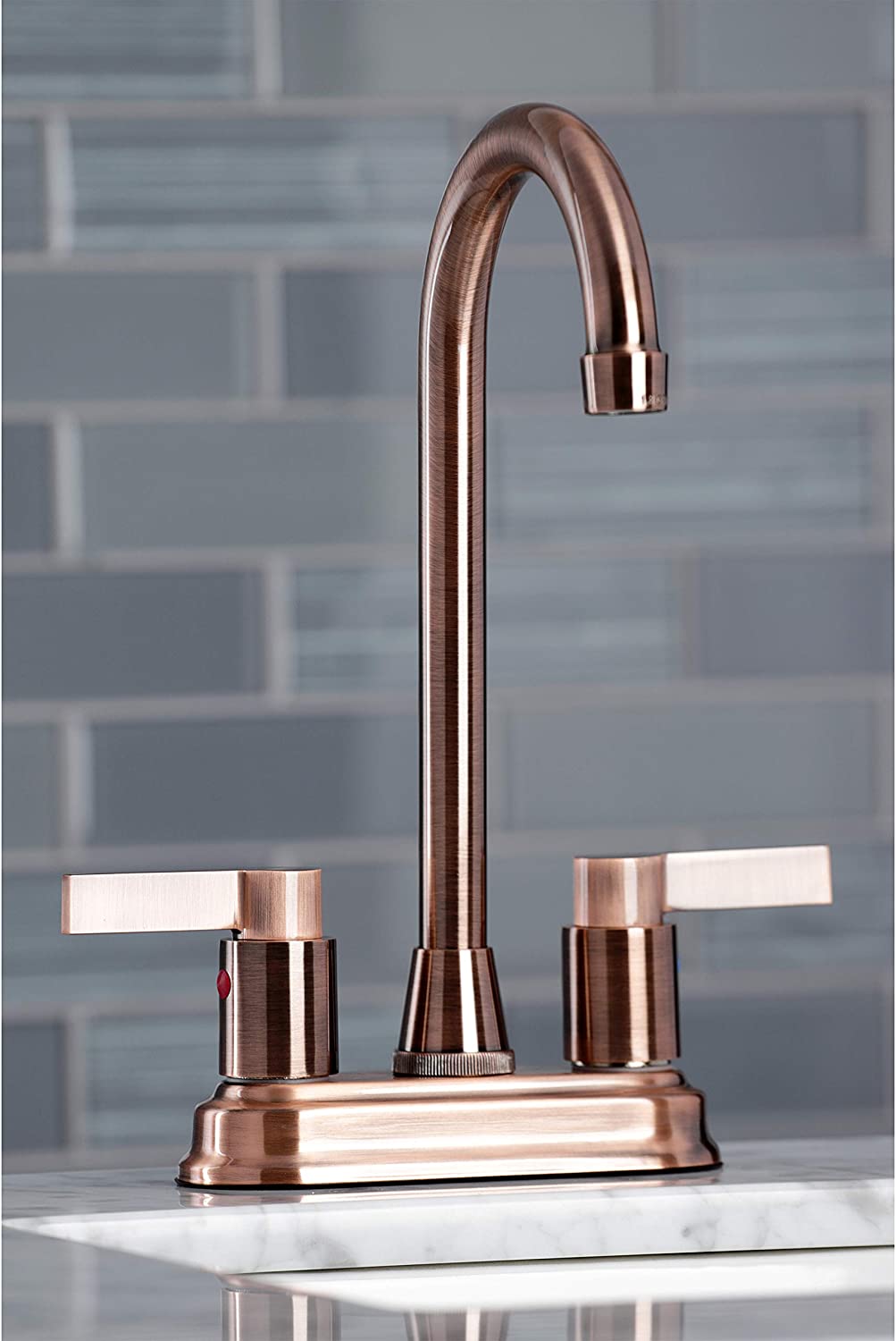 Kingston Brass KB849NDLAC NuvoFusion Bar Faucet, Antique Copper