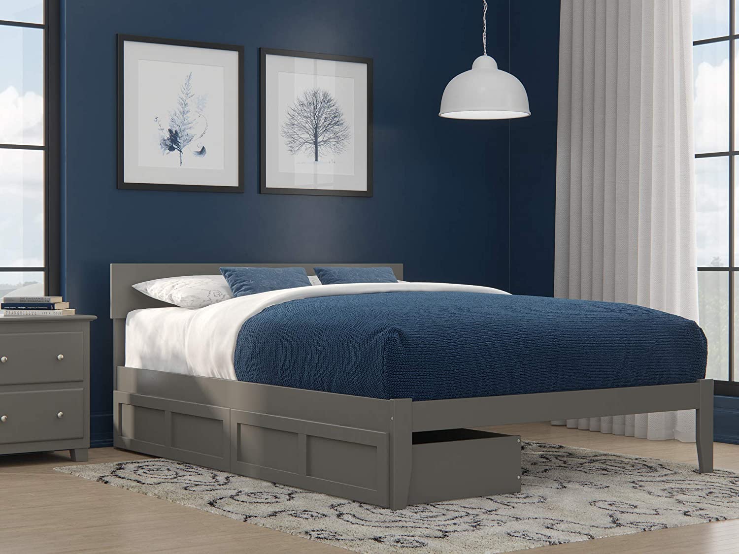 AFI Boston Island Extra Long Bed Drawers, Queen, Grey