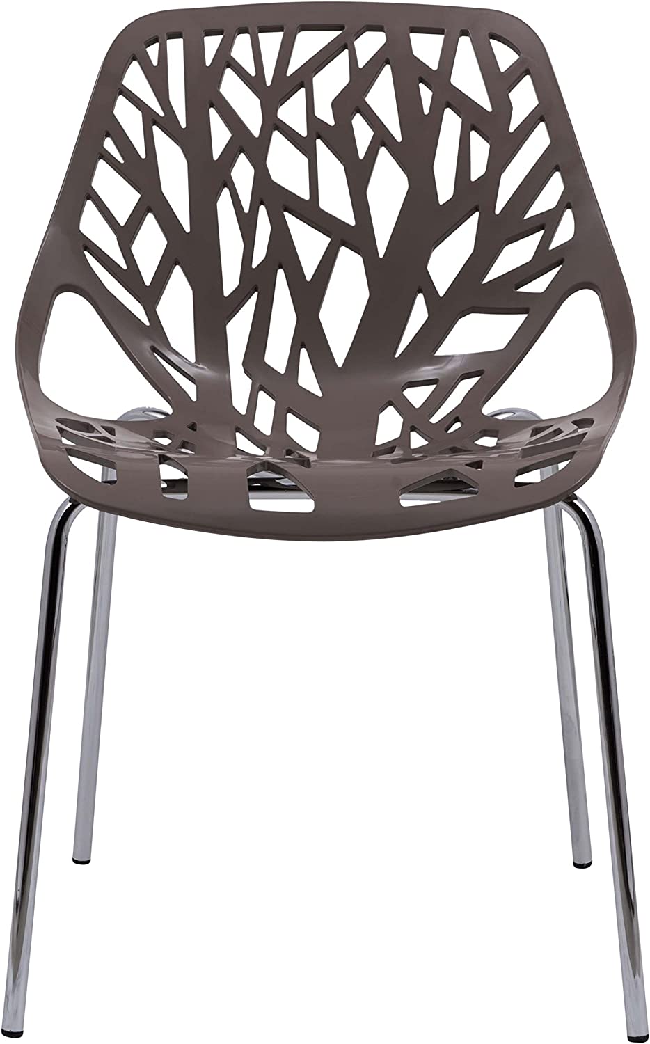 LeisureMod Forest Modern Dining Chair with Chromed Legs in White