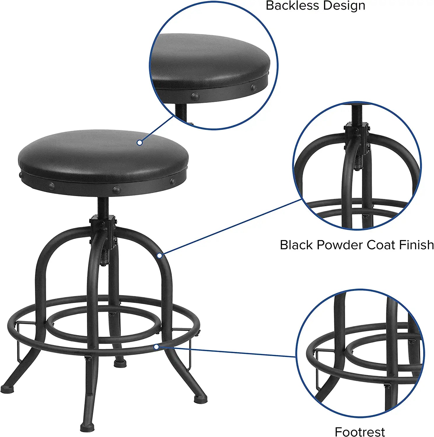 Flash Furniture 24&#39;&#39; Counter Height Stool with Swivel Lift Black LeatherSoft Seat