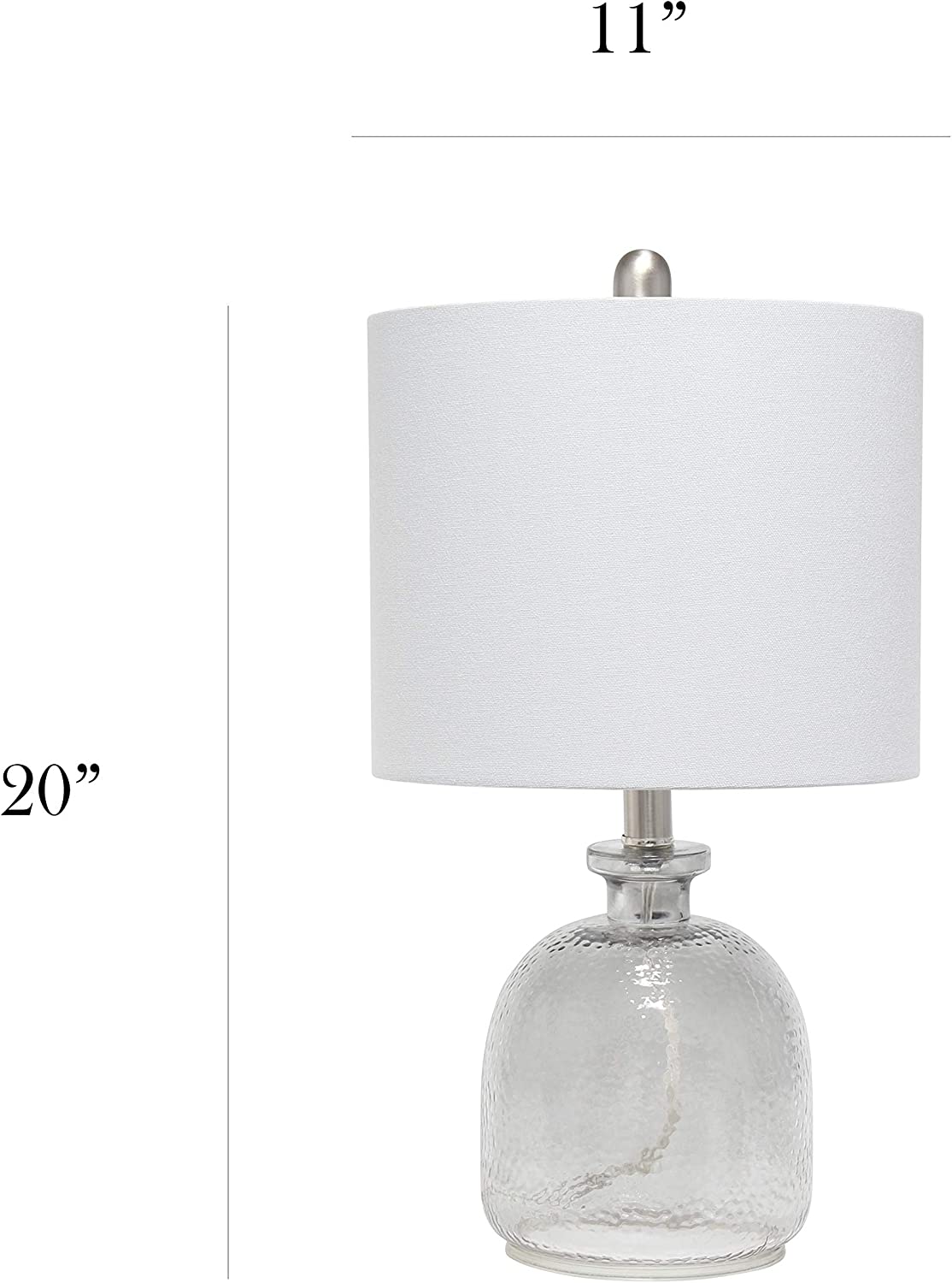 Elegant Designs LT3334-GRY Textured Glass Table Lamp, Smokey Gray/Gray