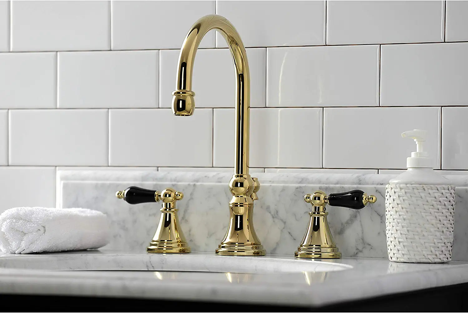 Kingston Brass KS2982PKL Duchess Widespread Bathroom Faucet, Polished Brass