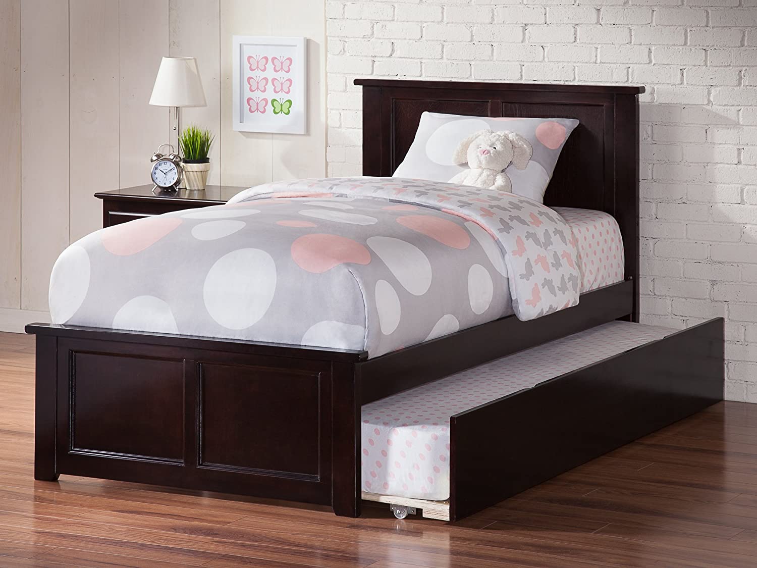 AFI Madison Platform Bed with Matching Footboard and Turbo Charger with Twin Extra Long Trundle, XL, Espresso