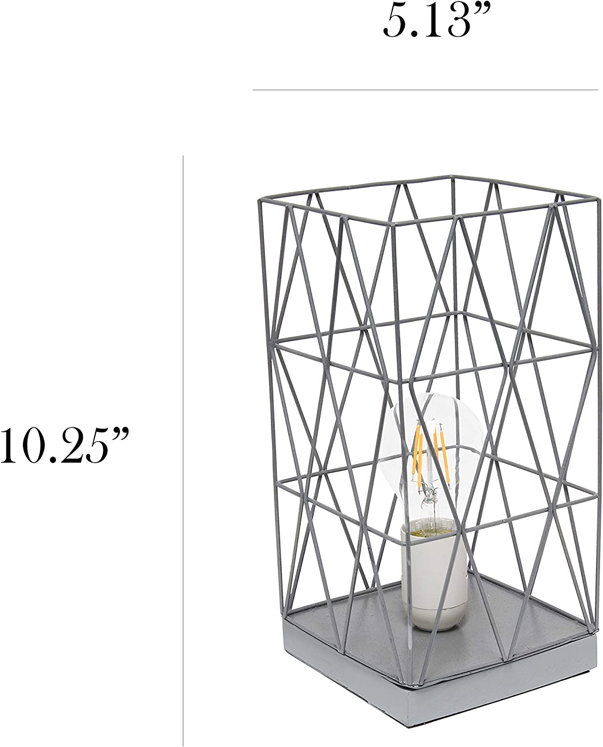 Simple Designs LT1073-GRY Geometric Square Metal Table Lamp, Gray