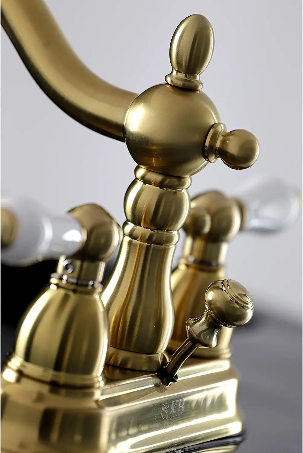 Kingston Brass KB1607PL Heritage 4&#34; Centerset Bathroom Faucet, Brushed Brass