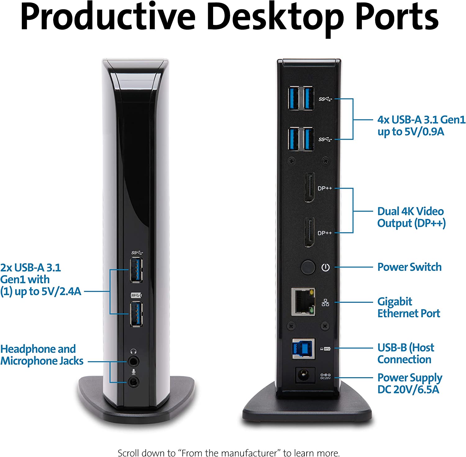 Kensington SD4100v Universal Dual 4K USB 3.0 Docking Station (K38255NA)