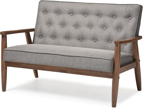 Baxton Studio BBT8013-Grey Loveseat Love Seats, Gray