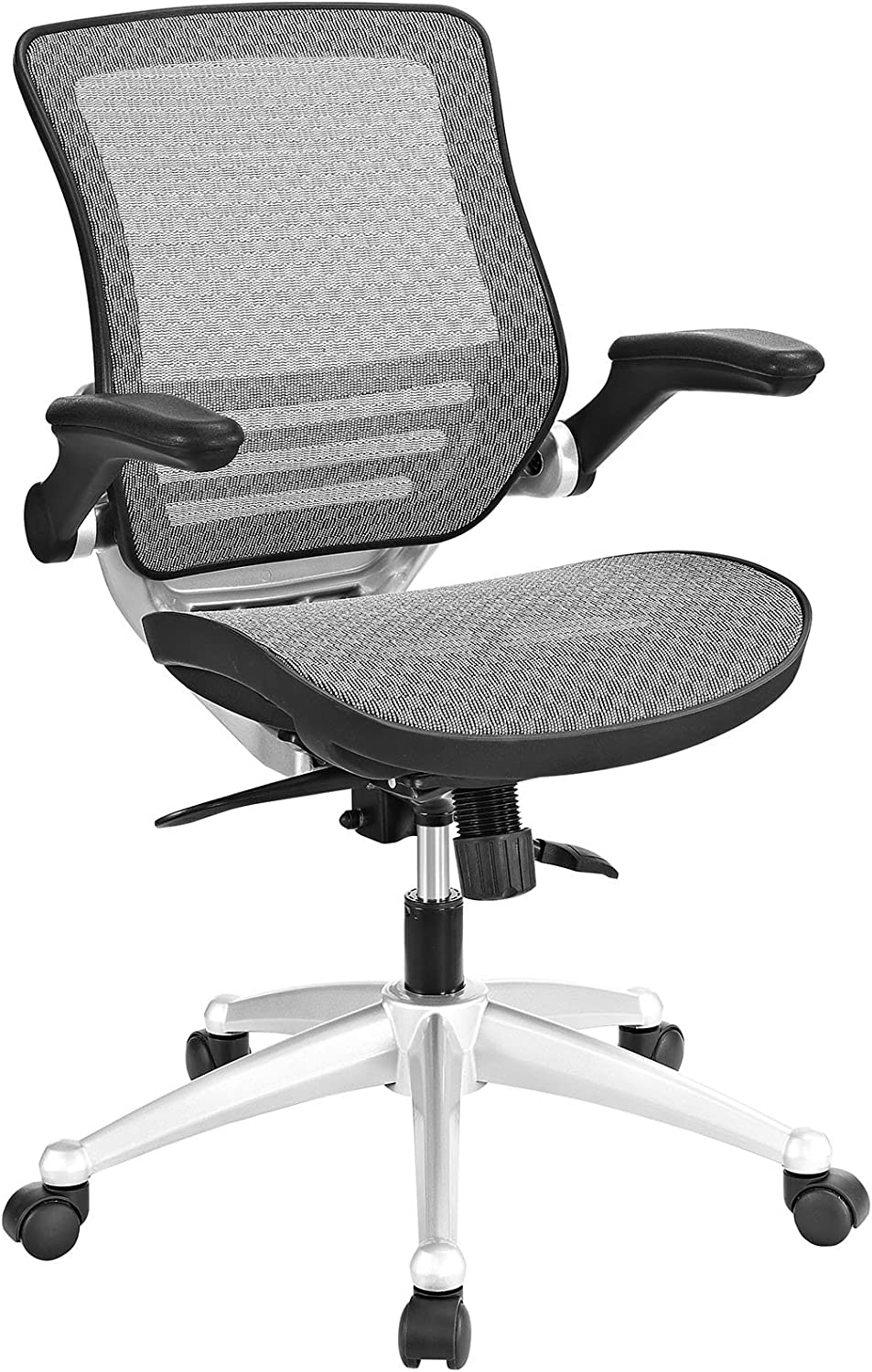 Modway Edge All Mesh Office Chair In Gray With Flip-Up Arms - Perfect For Computer Desks