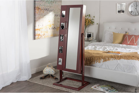 Baxton Studio Jewelry Armoire Cabinet, 17.32LX22.04WX59.8H, Brown