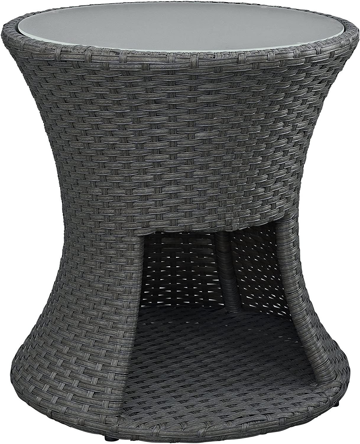 Modway Sojourn Wicker Rattan Outdoor Patio Side End Table in Chocolate