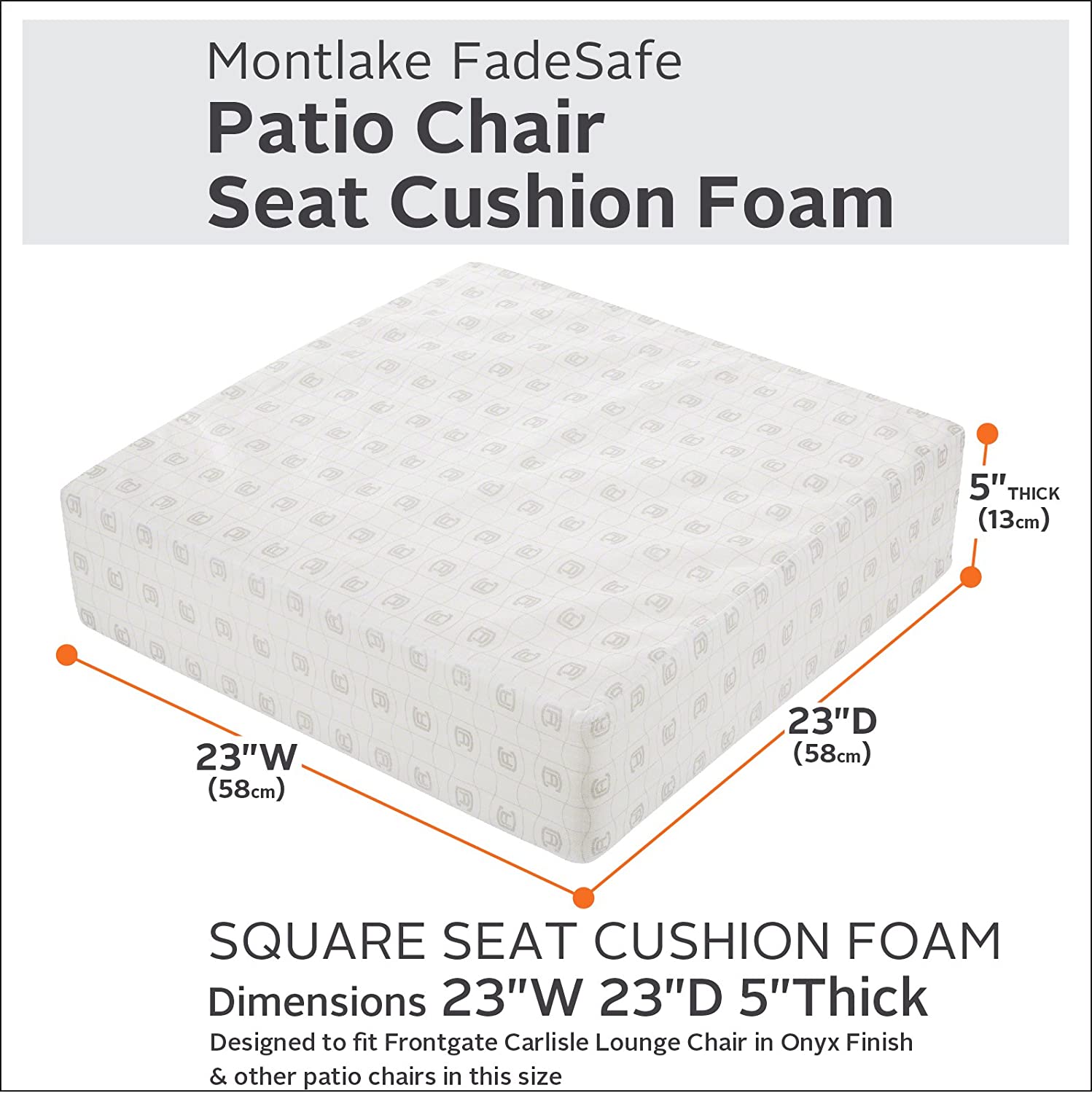 Classic Accessories 23 x 23 x 5 Inch Square Patio Lounge Seat Cushion Foam
